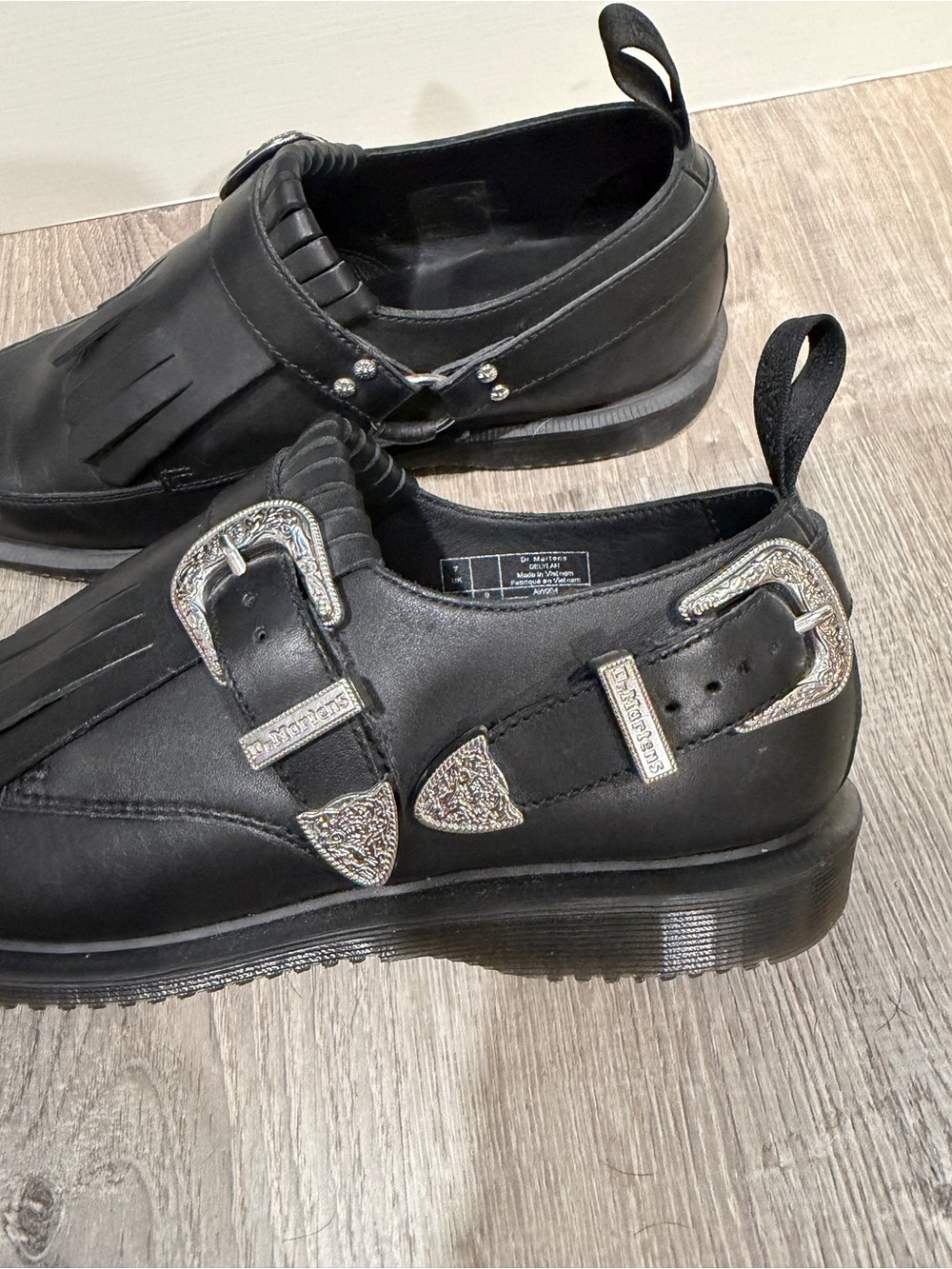 Dr. Martens Black Leather Delylah Monk Black Loafer - Picture 3 of 7